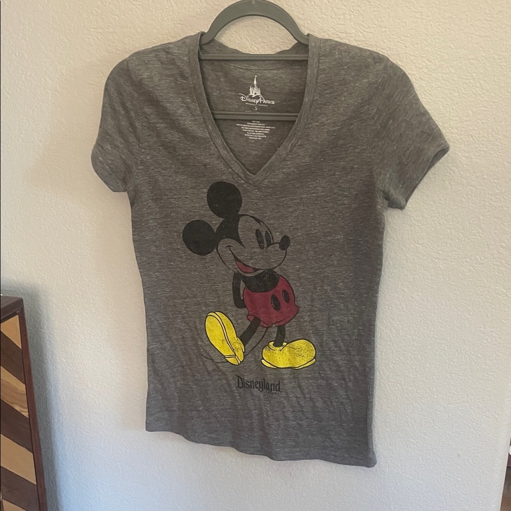 Mickey Mouse Disney Parks Authentic Gray V-neck short-sleeve T-Shirt
